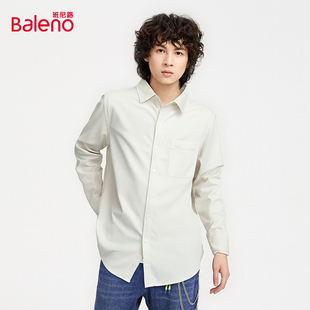 新款 纯色口袋时尚 男装 衬衫 百搭上衣 磨毛底牛津纺长袖 班尼路秋季