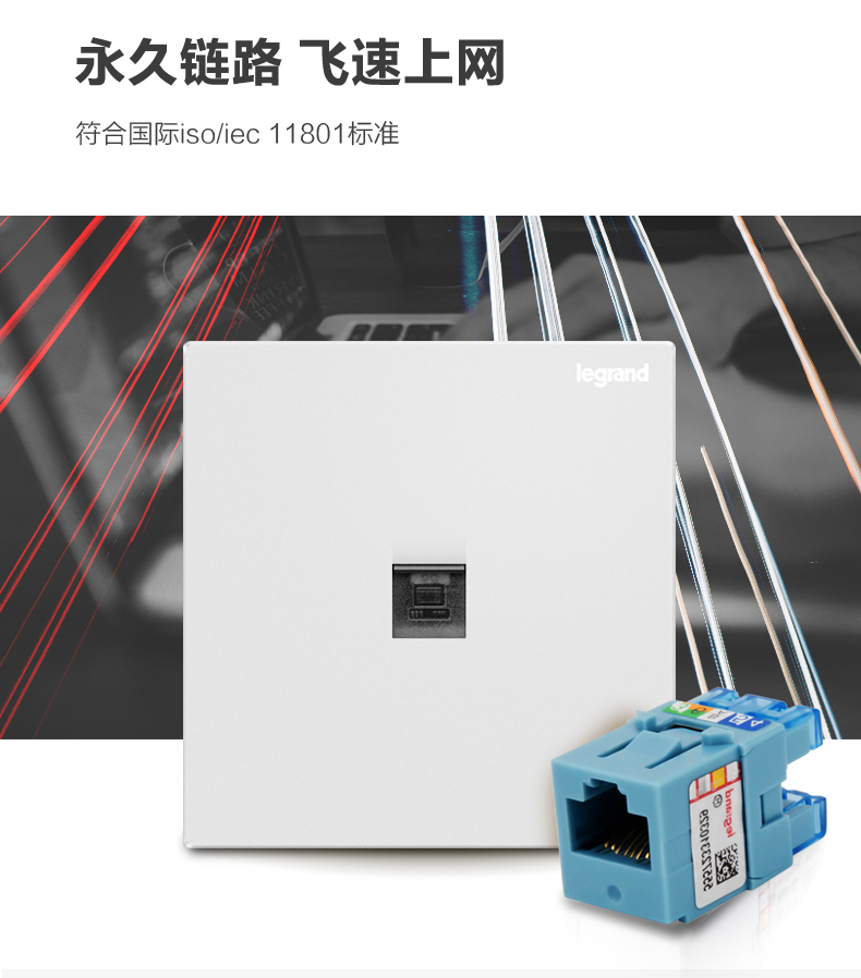 TCL罗格朗数据插座CAT6逸景玉兰白一位电脑6六类网络网线电脑插