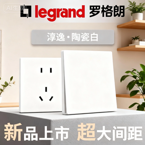 legrand罗格朗淳逸系列 哑光雾面陶瓷白色家用简约无框开关插座