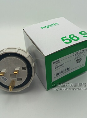 施耐德港式13A三芯方脚插头56P313GY户外防水IP66