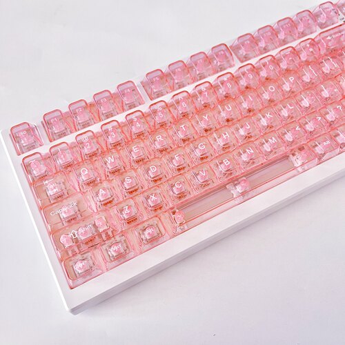 翡翠绿/玛瑙粉/水晶紫透机械键盘键帽PC材质UV转印原厂高度