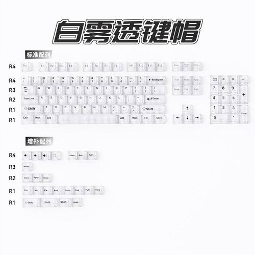 顶面白雾黑字PC透光支持夜魔磁轴