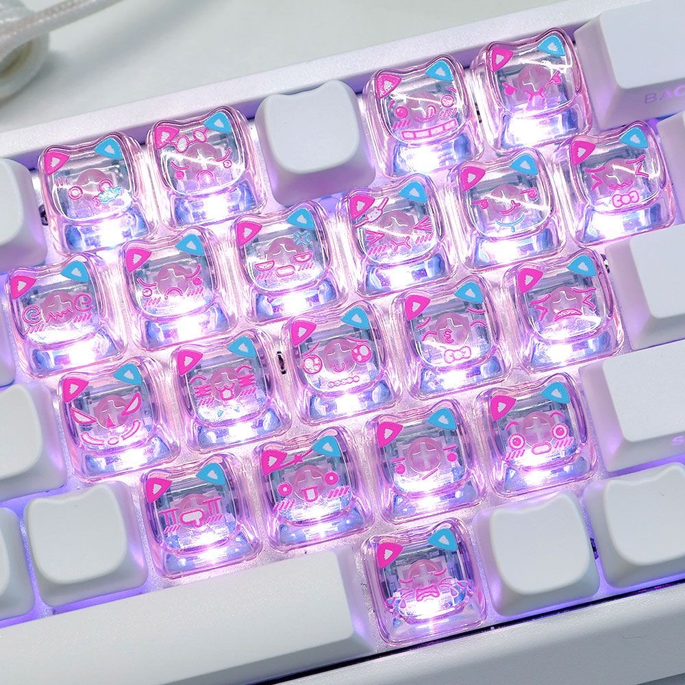 萌喵键帽可爱猫咪图案爱心Mao高度PC客制化diy素材适配磁轴键盘