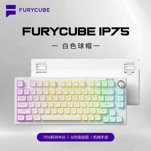 FURYCUBR IP75有线键盘高颜值机械手感PBT发光键帽办公电竞键盘