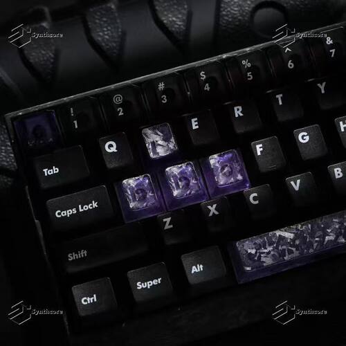 雾透黑PC透光键帽碳纤维11键小