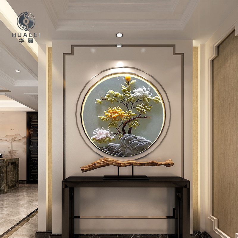 装饰画华磊玉石浮雕天然玉石入户