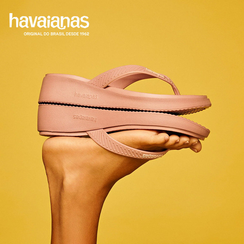 Havaianas哈唯纳夏新款厚底增高沙滩度假休闲人字拖外穿坡跟