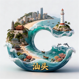 汕头冰箱贴南澳岛潮汕文创金属磁贴城市景点装饰摆件伴手礼纪念品