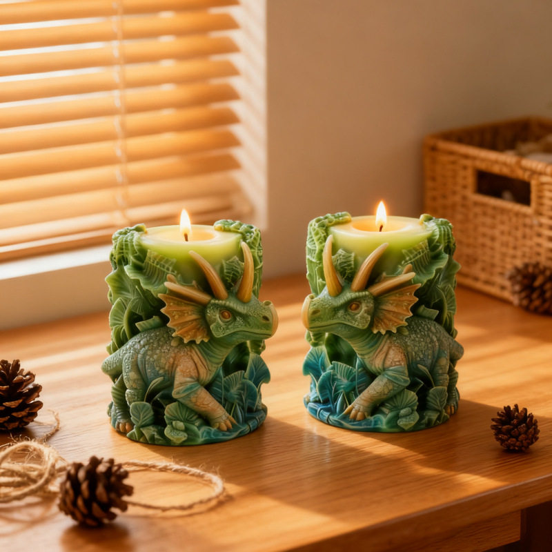 三角龙造型创意蜡烛硅胶模具diy浮雕三角龙艺术蜡烛硅胶磨具