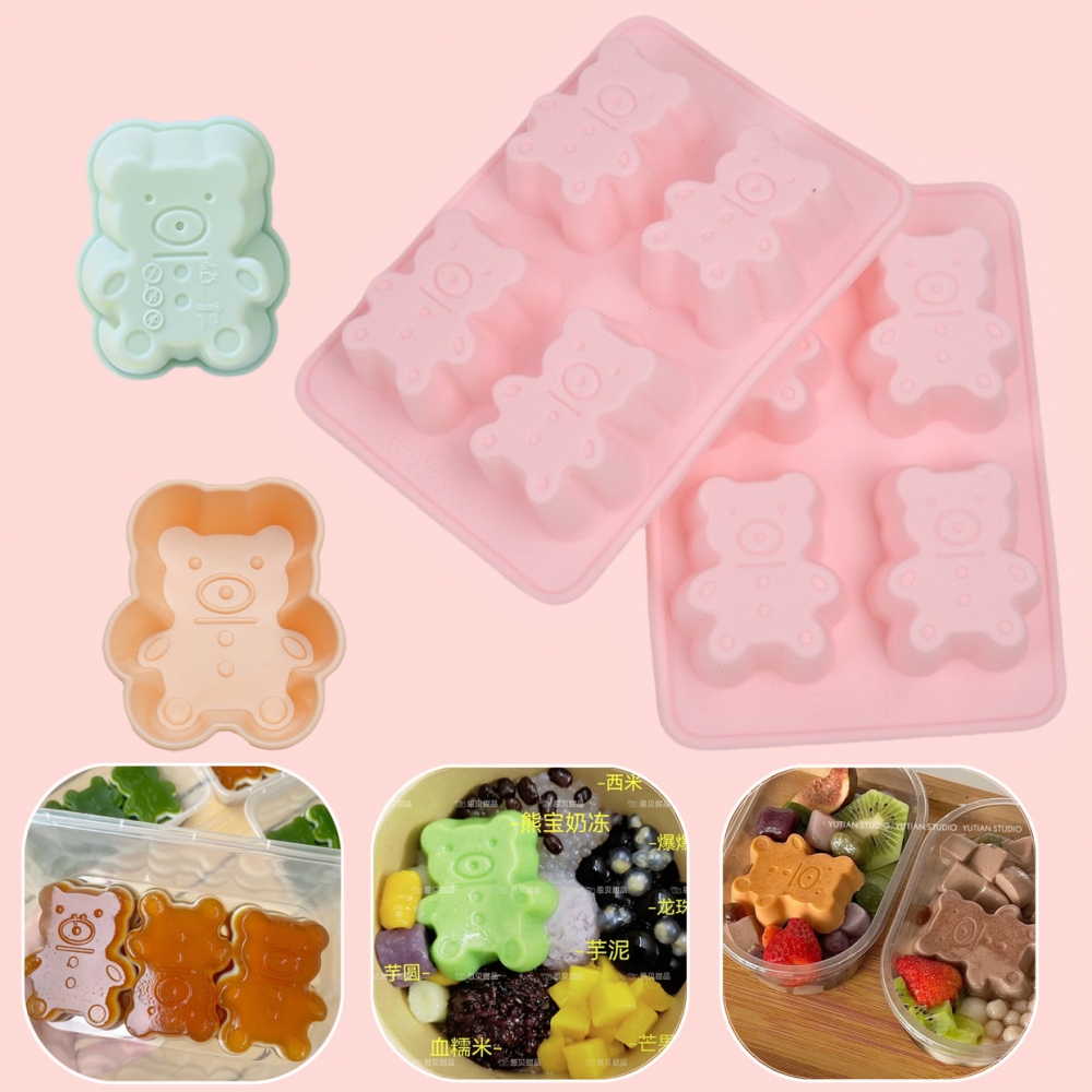 硅胶模具7连猫爪白凉粉果冻钵仔