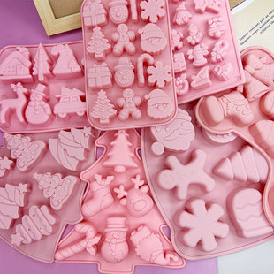 12连雪人硅胶巧克力糖果软糖模具网红硅胶模具圣诞姜饼人