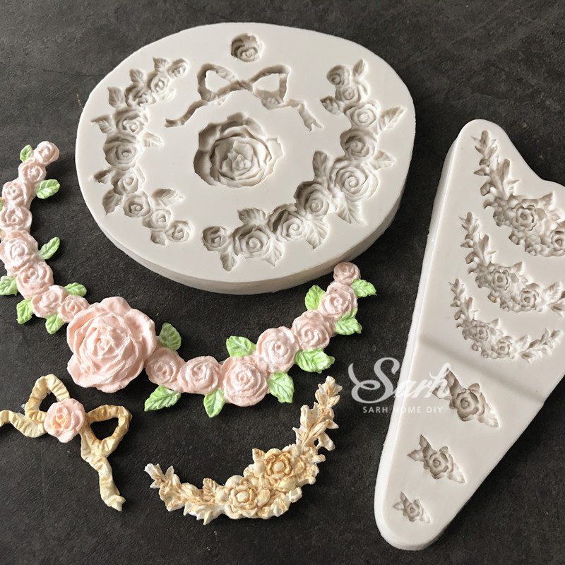 玫瑰围边花边花环硅胶模具