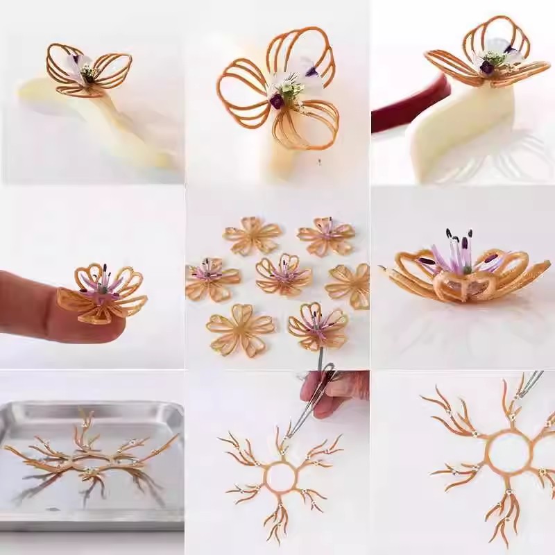 几何脆片羽毛蕾丝垫翻糖