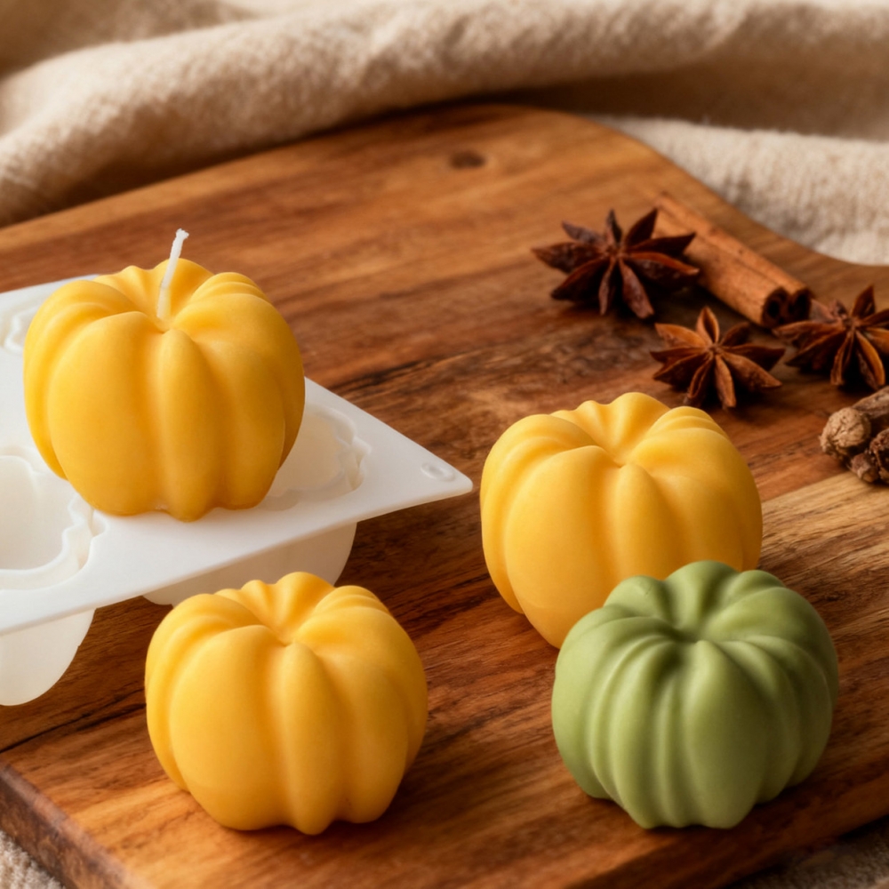 DIY6连南瓜慕斯蛋糕西点烘焙模具 万圣节南瓜香薰蜡烛硅胶模现货
