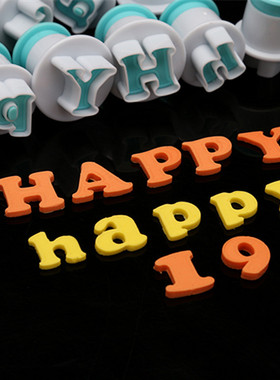 26PCS大写英文字母数字弹簧饼干模 翻糖巧克力装饰印花烘培模具