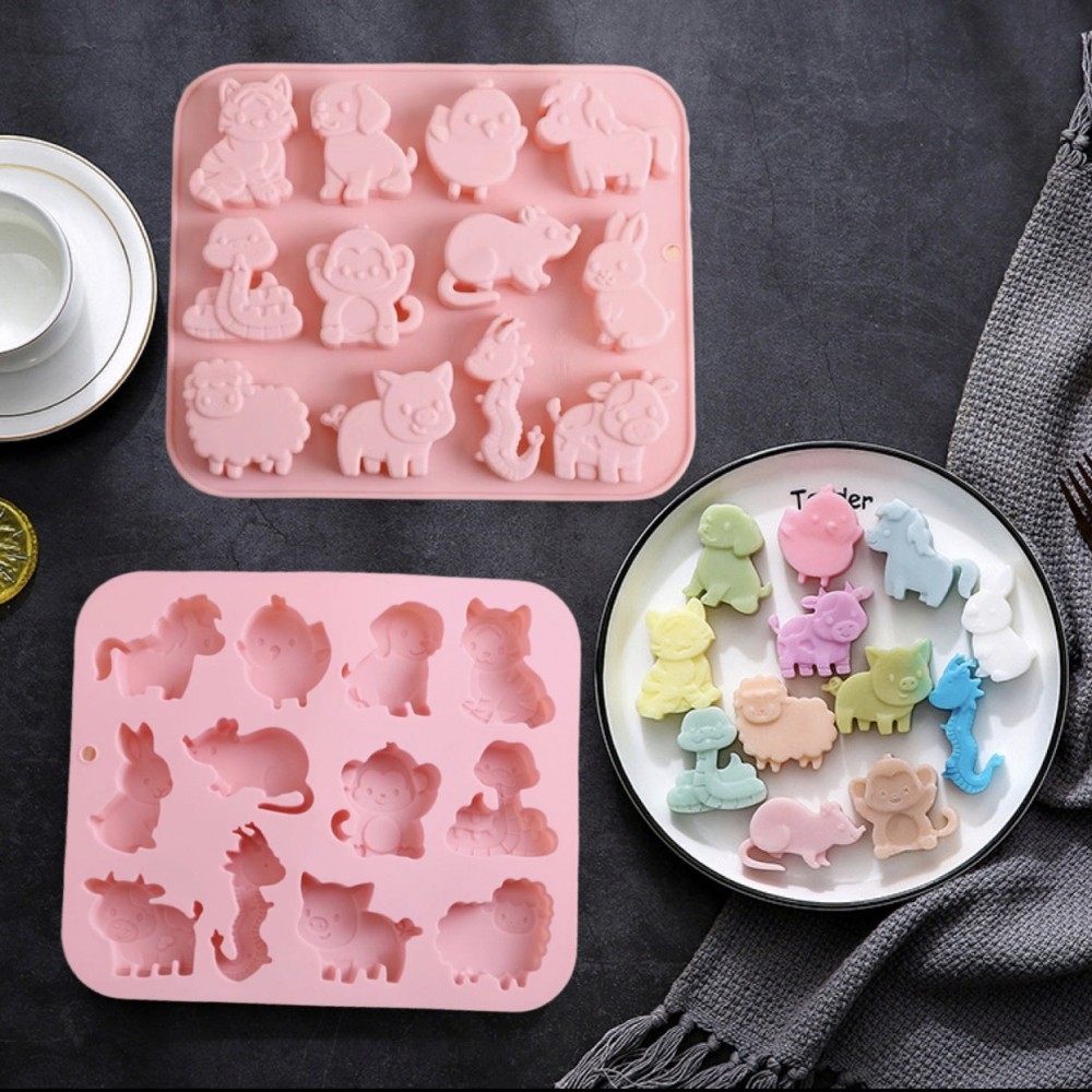 原创卡通十二生肖硅胶模具食品级耐高温冷冻米糕凉粉果冻蛋糕模具,厨房/烹饪用具,烘焙模具,淘宝优惠券,粉丝福利购,淘宝优惠卷