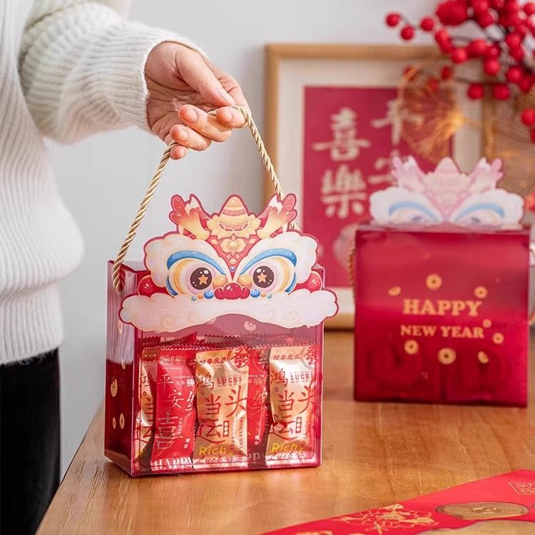 糯米船圣诞节饼干包装盒子透明pet手提袋礼品奶酥卷糖果雪花酥盒