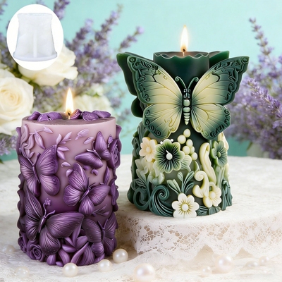 蝶梦流光香薰蜡烛硅胶模具 DIY蝴蝶蜡烛创意摆件3D立体磨具