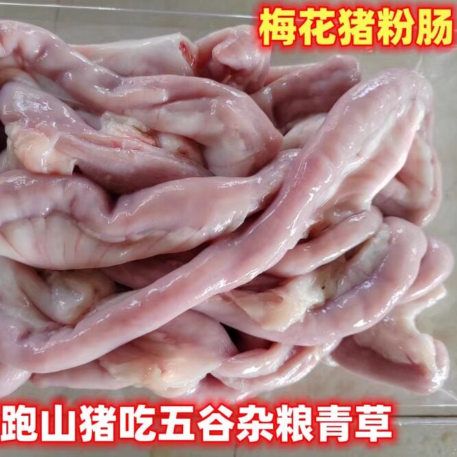 顺丰包邮梅花跑山猪新鲜粉肠2斤现杀现发有猪肉味的土猪肉本地猪