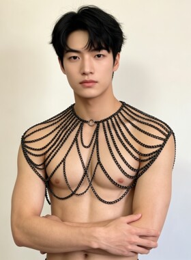 欧美金属男士双肩链条项链夜店