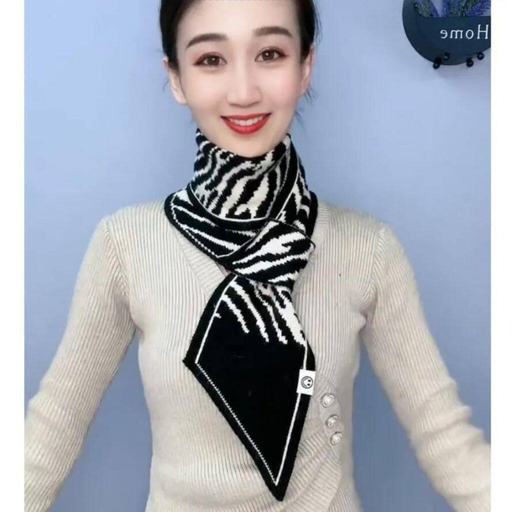 秋冬保暖女小围脖套毛线耳朵巾