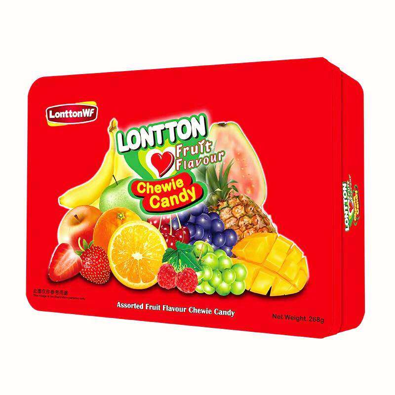 马来西亚进口LonttonWF混合果味软糖268g铁盒装喜糖年货伴手礼