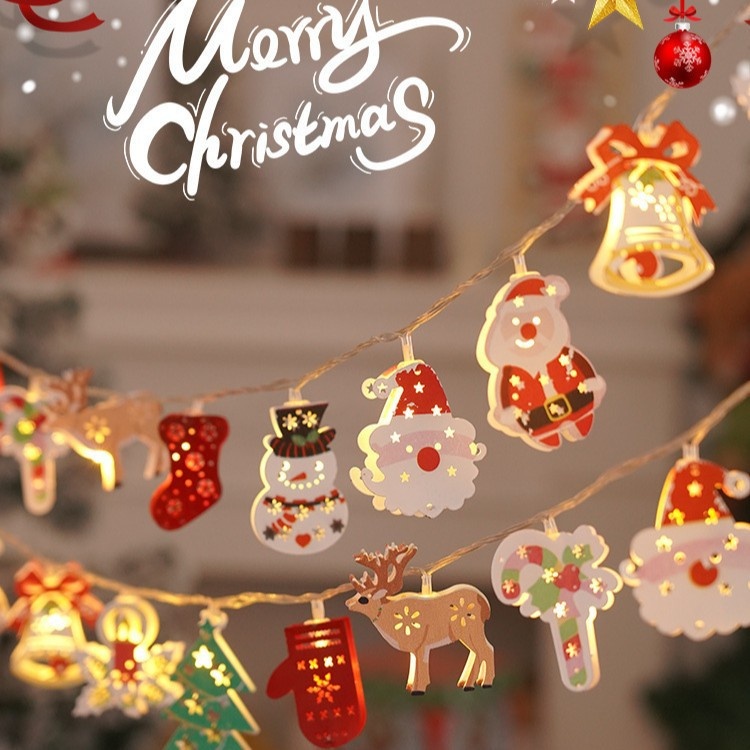 跨境圣诞节灯串led户外圣诞树装饰布置圣诞老人氛围感led彩灯串