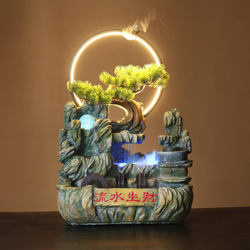 树脂喷泉中式客厅创意流水器礼品