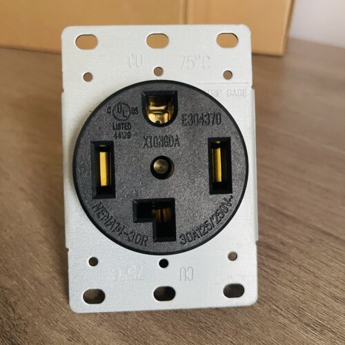 美标UL认证NEMA14-30R三芯房车插座大功率30A四孔工业插头250V