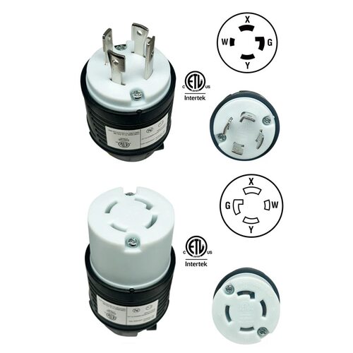 美标L14-30P/R美式四脚四极四芯组装可拆式工业公母30A防脱落插头