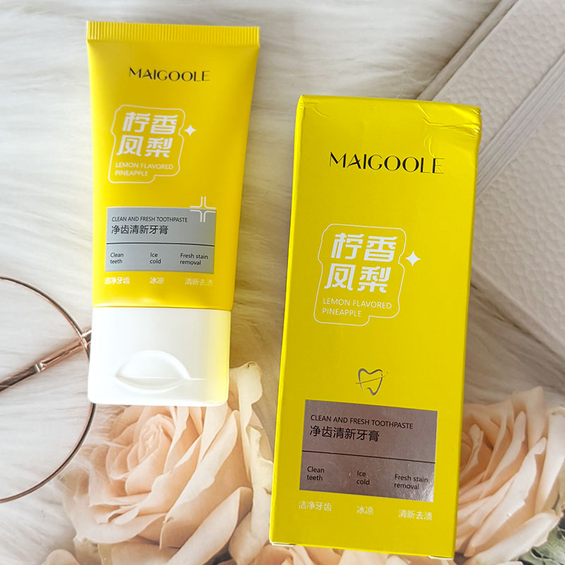 MAIGOOLE净齿清新牙膏柠香凤梨味减少异味去黄去渍牙膏牙齿清洁 - 实物图