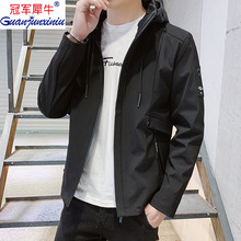 外套男连帽时尚 男士 秋装 夹克男休闲男装 冠军犀牛秋季 2019新款