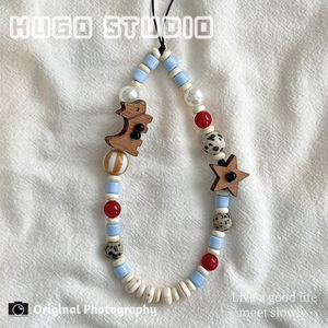 HUGO ins小众木质小狗星星串珠链ccd相机包包挂饰壳挂绳