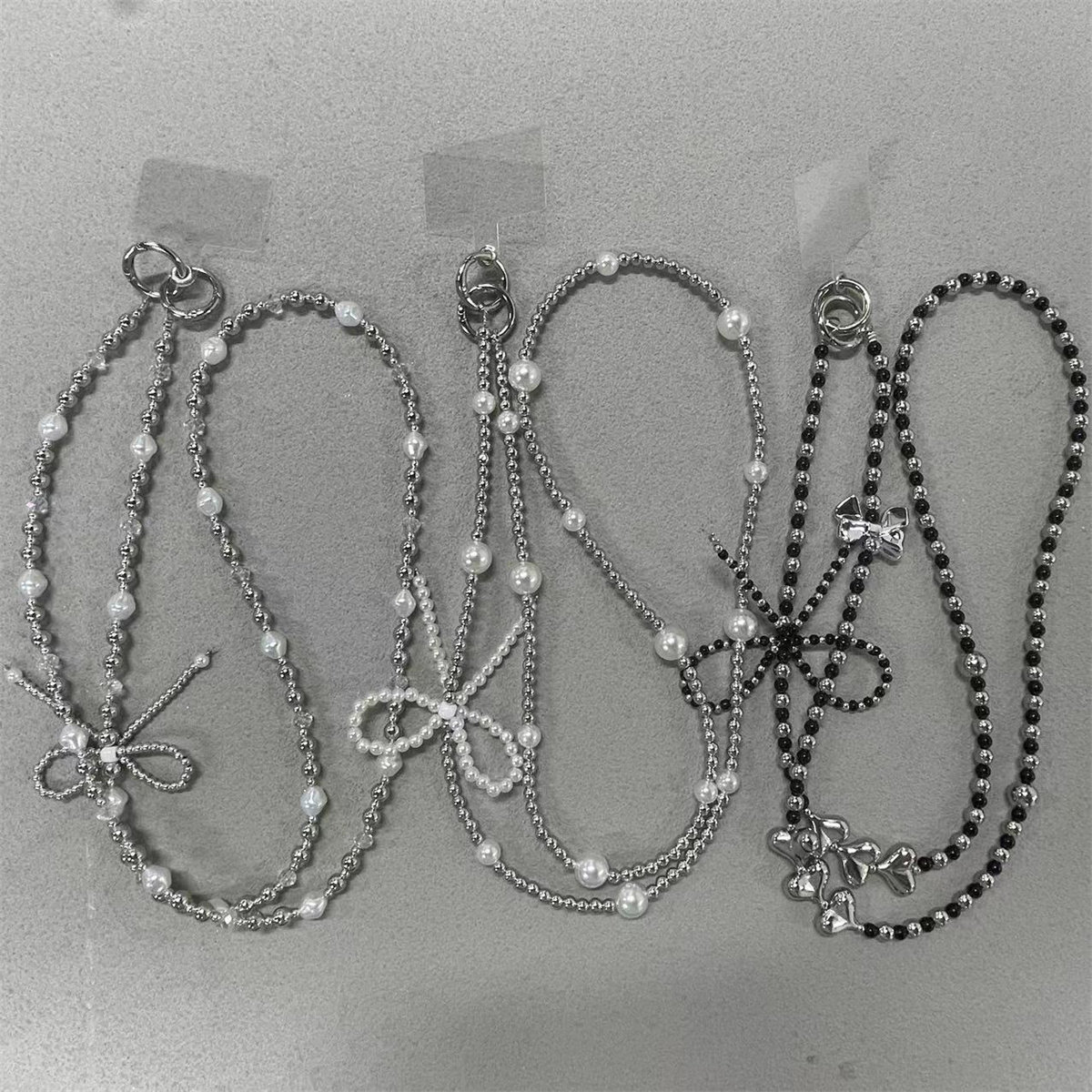 创意新款珍珠爱心蝴蝶结斜挎包包替换链挂件百搭饰品挂绳配饰