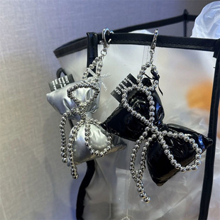 韩系ins银色蝴蝶结车钥匙包包挂链壳挂件airpods耳机壳挂饰品