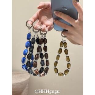 HHHgugu链条学生简约橄榄绿串珠ccd短挂绳包包链钥匙扣