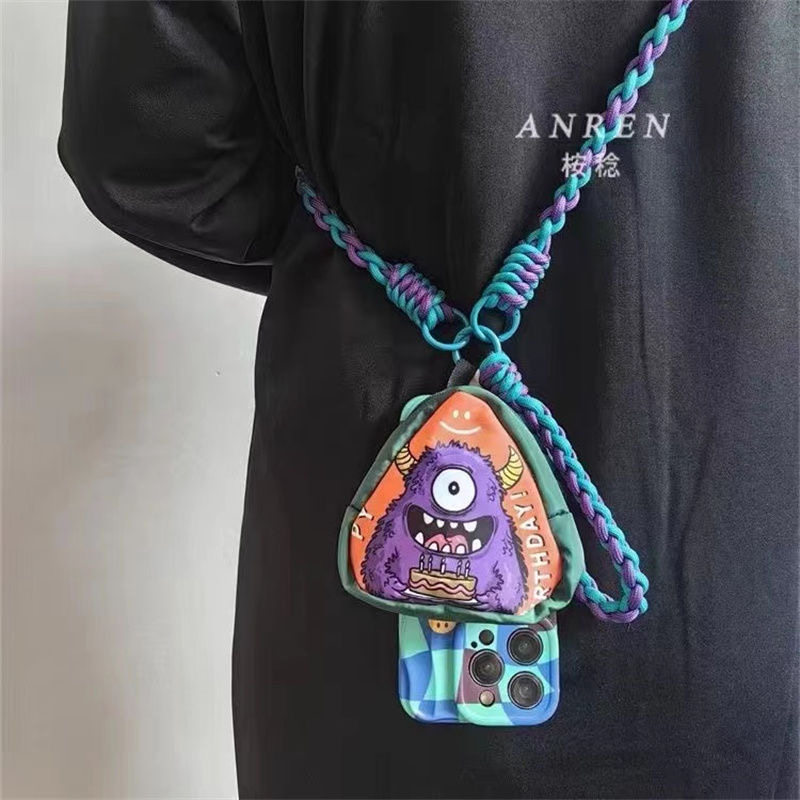 嘻哈挂包小包潮创意新款零钱包迷你单肩包钥匙包耳机包三角形