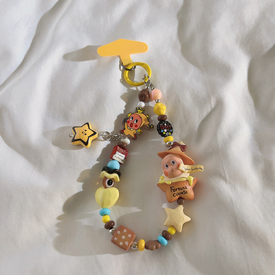 爆款网红可爱卡通手工串珠手炼壳DIY创意手提炼防丢百搭车钥匙扣