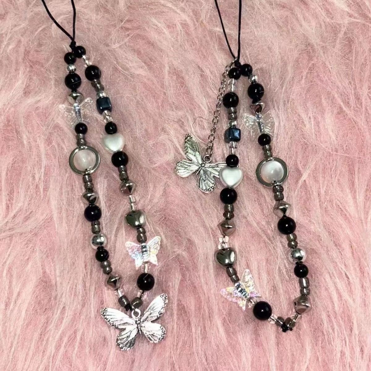 ins辣妹风金属蝴蝶ccd相机挂绳手机壳配饰链条拍立得防丢便携手绳