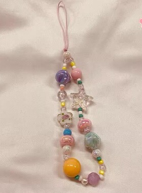 diy彩色珠珠手机链条潮款手机壳挂绳配饰新款ccd相机挂绳配饰