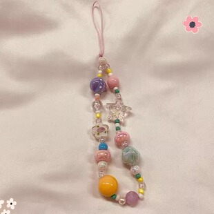 diy彩色珠珠手机链条潮款 ccd相机挂绳配饰 手机壳挂绳配饰新款