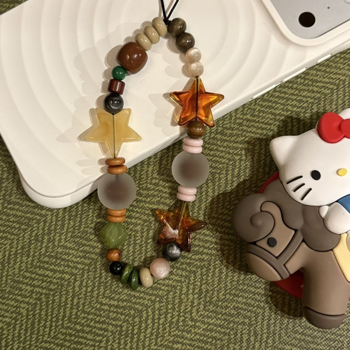 秋冬枫叶色手机壳挂绳ccd相机咕本卡册装饰挂件diy手工串珠复古