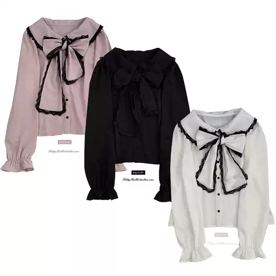 Kittybxllet Original【Embroidery Is Not Perfect】Mass-Produced Long-Sleeved Bow-Knot Shirt for Girls
