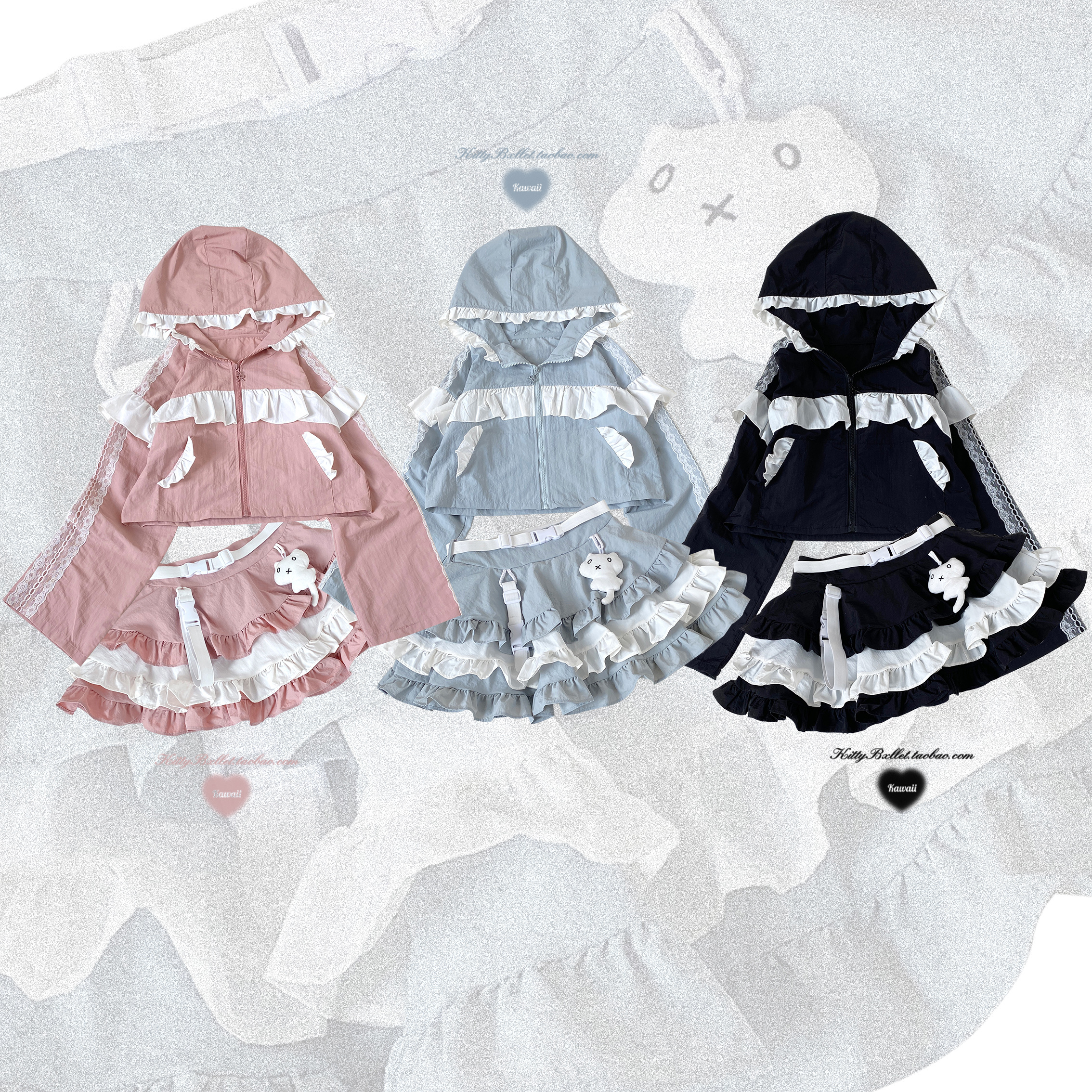 KittyBxllet原创【故障小猫】甜美可爱运动蕾蕾系机能风连帽套裙