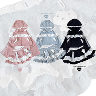 KittyBxllet原创 甜美可爱运动蕾蕾系机能风连帽套裙 故障小猫