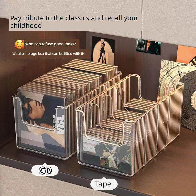 光盘收纳盒cd光盘收纳盒收纳亚克力透明专辑面膜桌面置物架大容量收藏cd收纳桌面化妆品收纳盒大容量整理盒护