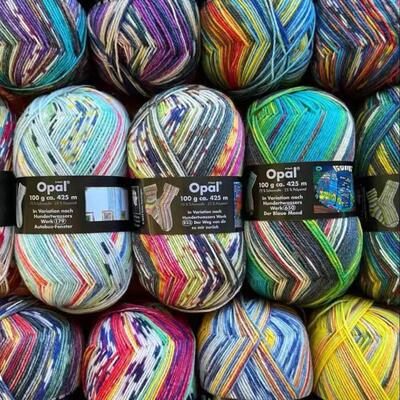 腊肠围巾毛线Opal德国进口袜子线自动提花羊毛线 织腊肠围巾 送袜