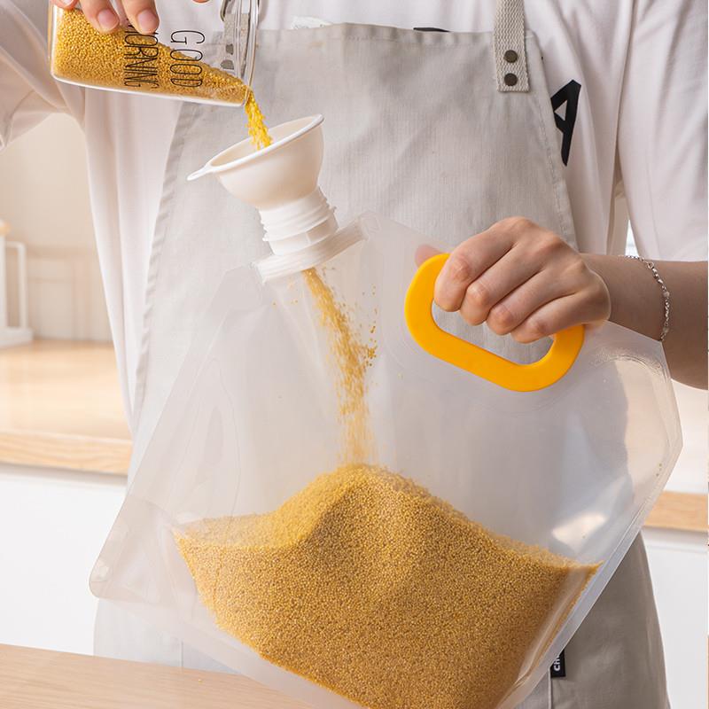 日本正品食品级五谷杂粮收纳密封袋储存粮食大米吸嘴袋透明防虫防