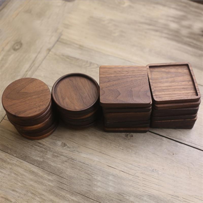 高级感实木杯垫木质北美黑