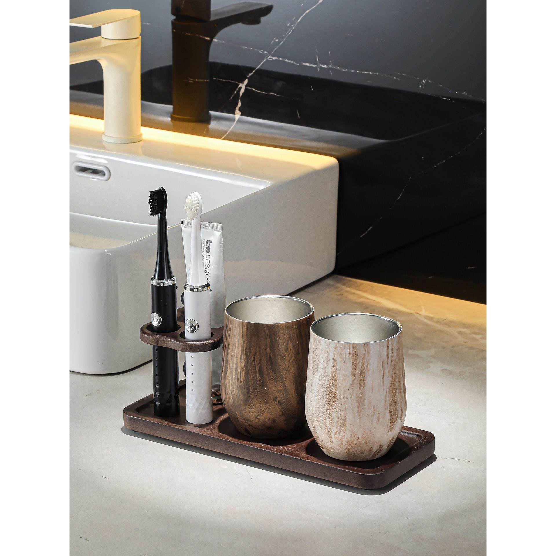 漱口杯轻奢高端中古风情侣一对洗漱台防霉抗菌不锈钢刷牙杯牙刷置,家庭/个人清洁工具,洗漱杯,淘宝优惠券,粉丝福利购,淘宝优惠卷